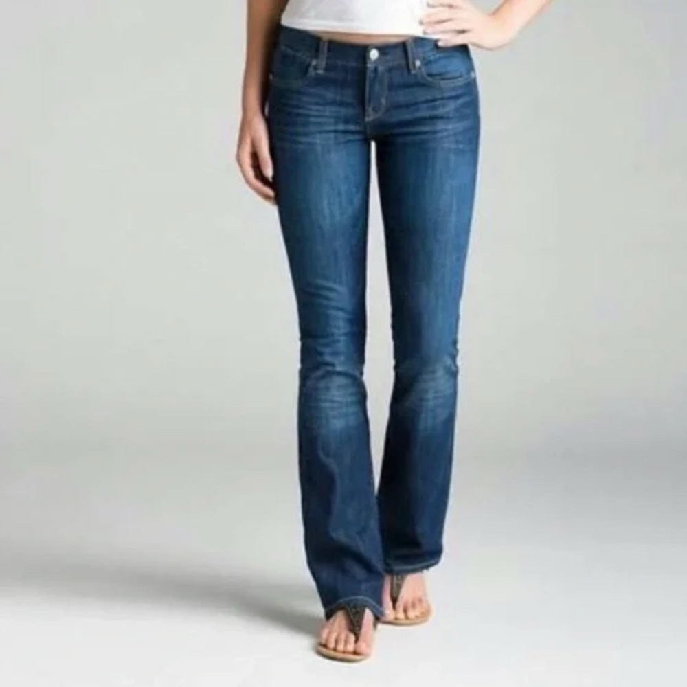 Paper Denim & Cloth Low Rise Boot Distressed Jeans Y2K Size 31 Blue Fusion
